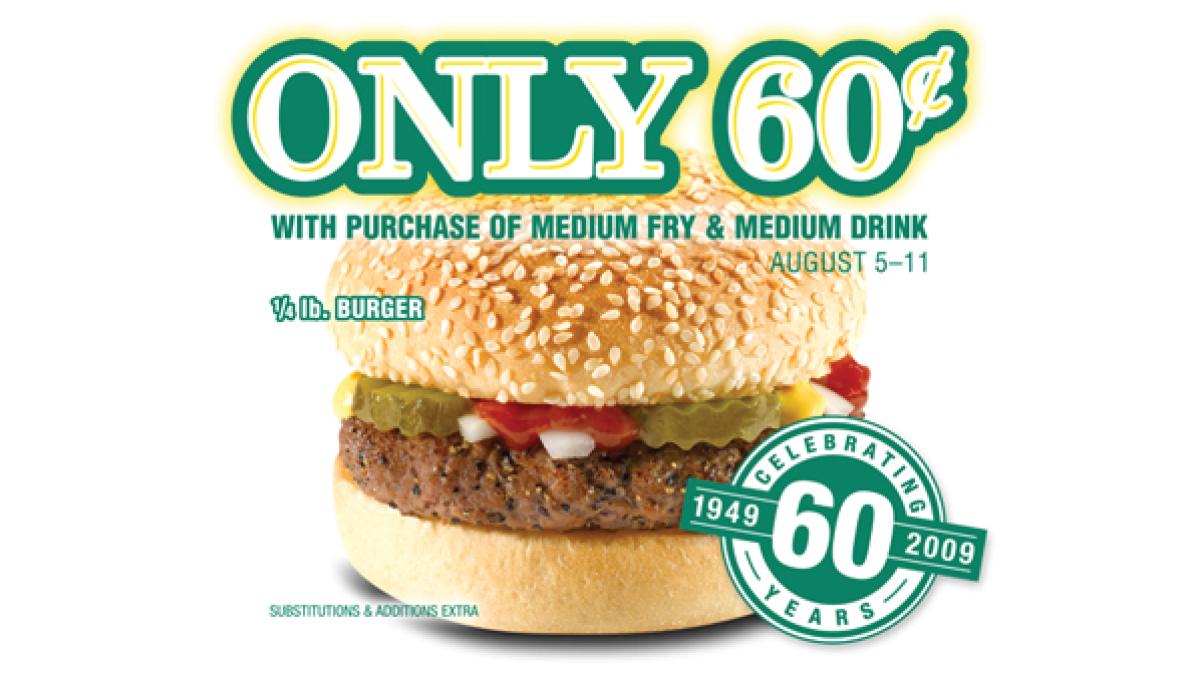 60th Anniversary Burger Deal